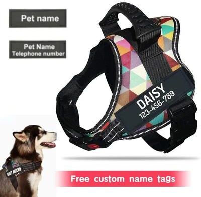 Uplift Treasures Adjustable Nylon Dog Harness With Custom ID Tag 11 s