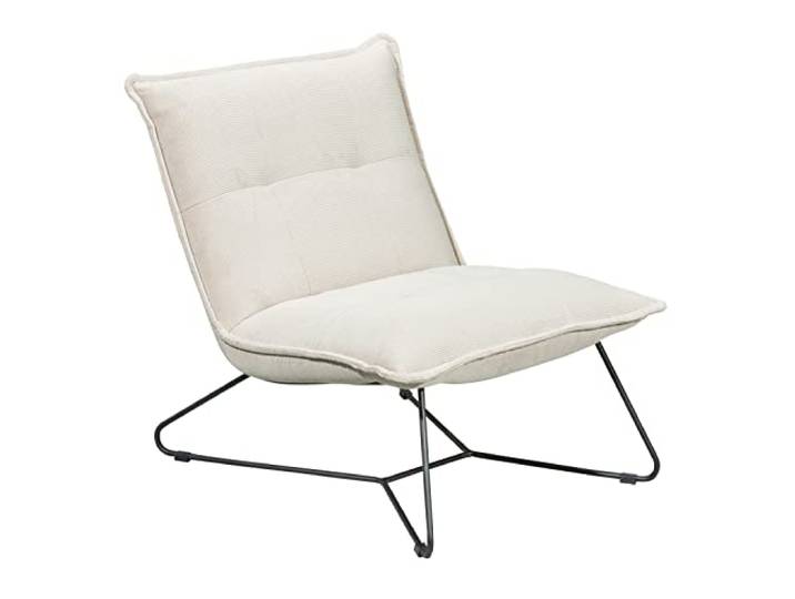 Home4You Sessel - Sandfarben - Schwarz - Cordbezug - Metallgestell