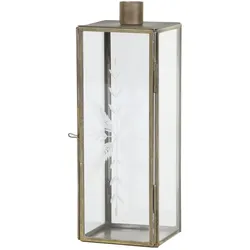 Chic Antique Kerzenständer Glas und Metall mit Schliff, H22/L7,5/B7,5 cm, messingfarben