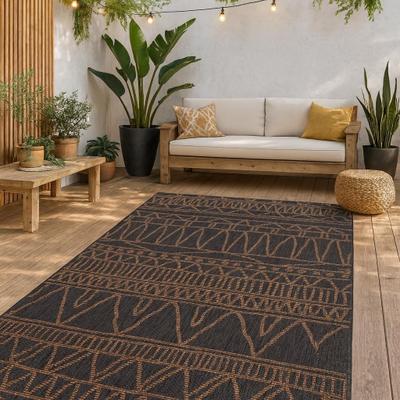 Paco Home Outdoor Rug Modern Ethnic pattern for Patio/Balcony in Beige