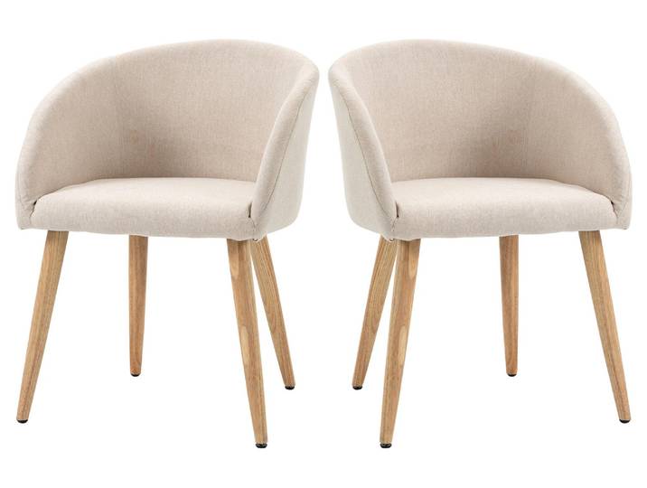 HOMCOM Esszimmerstühle 2er Set Küchenstuhl mit Rückenlehne, Leinen-Optik, Beige