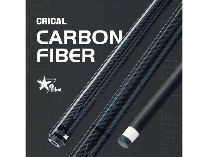 Queue de billard Crical 3 Cushion avec fût en fibre de carbone, embout de 12 mm, 142 cm, queue professionnelle en carbone pour billard carambole.