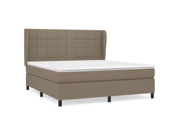 PUGYNBK Boxspringbett, Taschenfederkernmatratze, Taupe, 160 x 200 cm Verstellbares Kopfteil, mittlere Festigkeit, atmungsaktive Polsterung, weicher Schutz, Montage inklusive