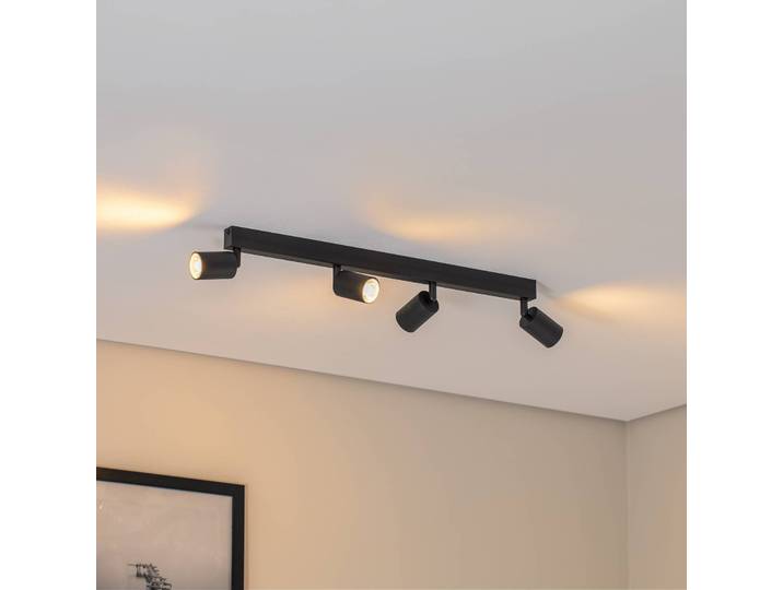 Deckenstrahler Top, schwarz, 83 cm, 4-flg., Metall, GU10 Top TK Lighting, dimmbar, schwarz, für Wohn- / Esszimmer, Metall, Modern, Strahler