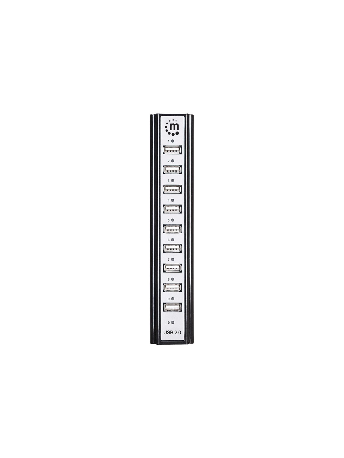 IC INTRACOM Manhattan USB-A 10-Port Desktop Hub 10x USB-A Ports 480 Mbps (USB 2.0) Bus or AC Power Hi-Speed USB Black Three Year Warranty Boxed USB-Hubs - 10 - Schwarz
