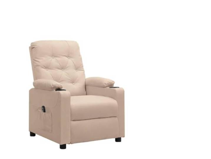 IBUQDDV Relaxsessel Elektrisch mit Stoffbezug Creme, Fernsehsessel mit 3 Elektrische Liegefunktion, 3 Positionen, Fernbedienung, Stoffbezug atmungsaktiv, Rahmen Holz und Metall, Armlehnen breit