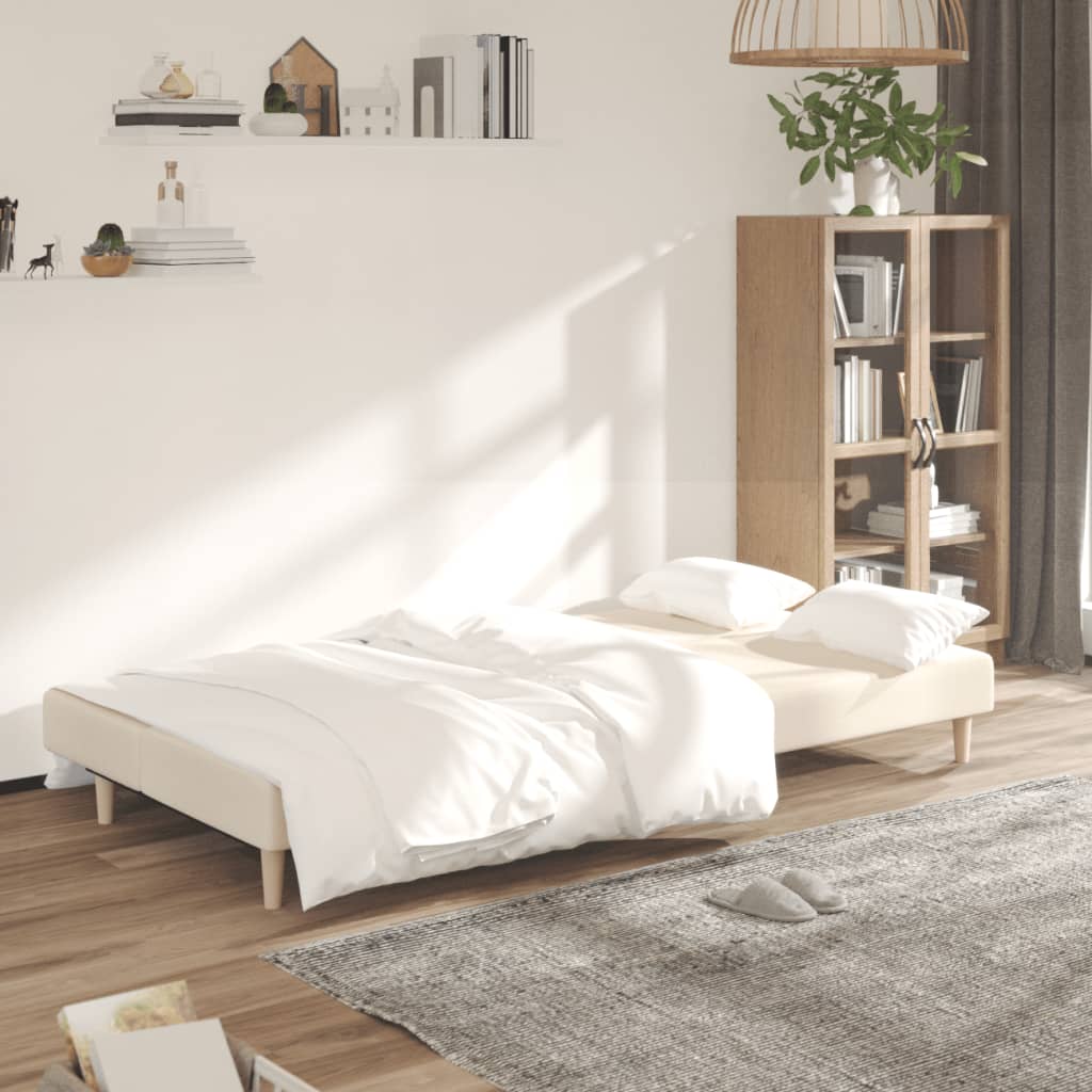 vidaXL Canapé-lit à 2 places crème tissu