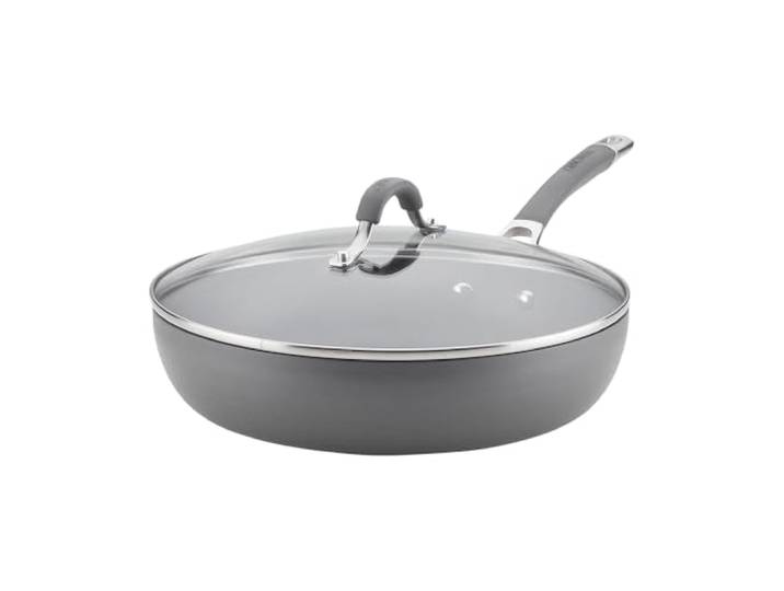 Circulon Radiance Harteloxierte Antihaft-Pfanne mit Deckel, 30,5 cm Graue große Bratpfanne mit Deckel erhitzt sich gleichmäßig, spülmaschinenfest, ofenfest bis 200 °C, Kochpfanne