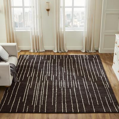 KALATY Nomad Weave Ebony Linear Hand-Knotted Wool Area Rug