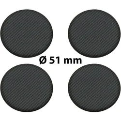 4 x Ø 51 mm Polymere Aufkleber / Carbon-Optik / Nabenkappen, Felgendeckel