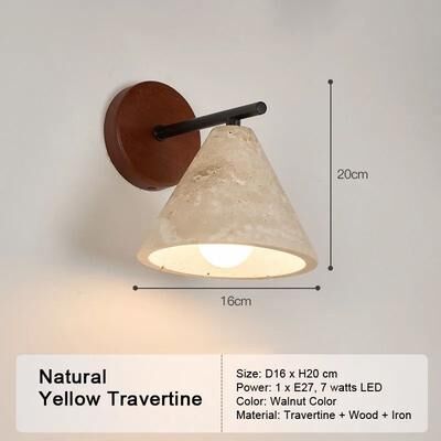 Uplift Picks Natural Yellow Travertine LED Wall Sconce Modern Stone Accent Light 11 tri color