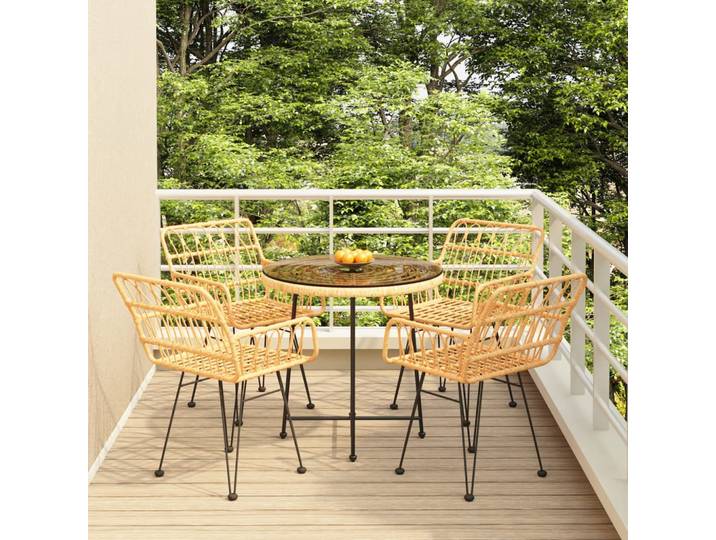 vidaXL 5-tlg. Garten-Essgruppe Poly Rattan