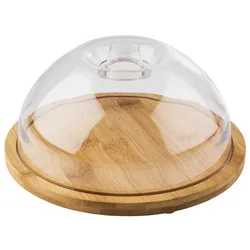 APS Tablett aus Bambusholz mit Frischhaltehaube ØxH: 20,5 x 10 cm