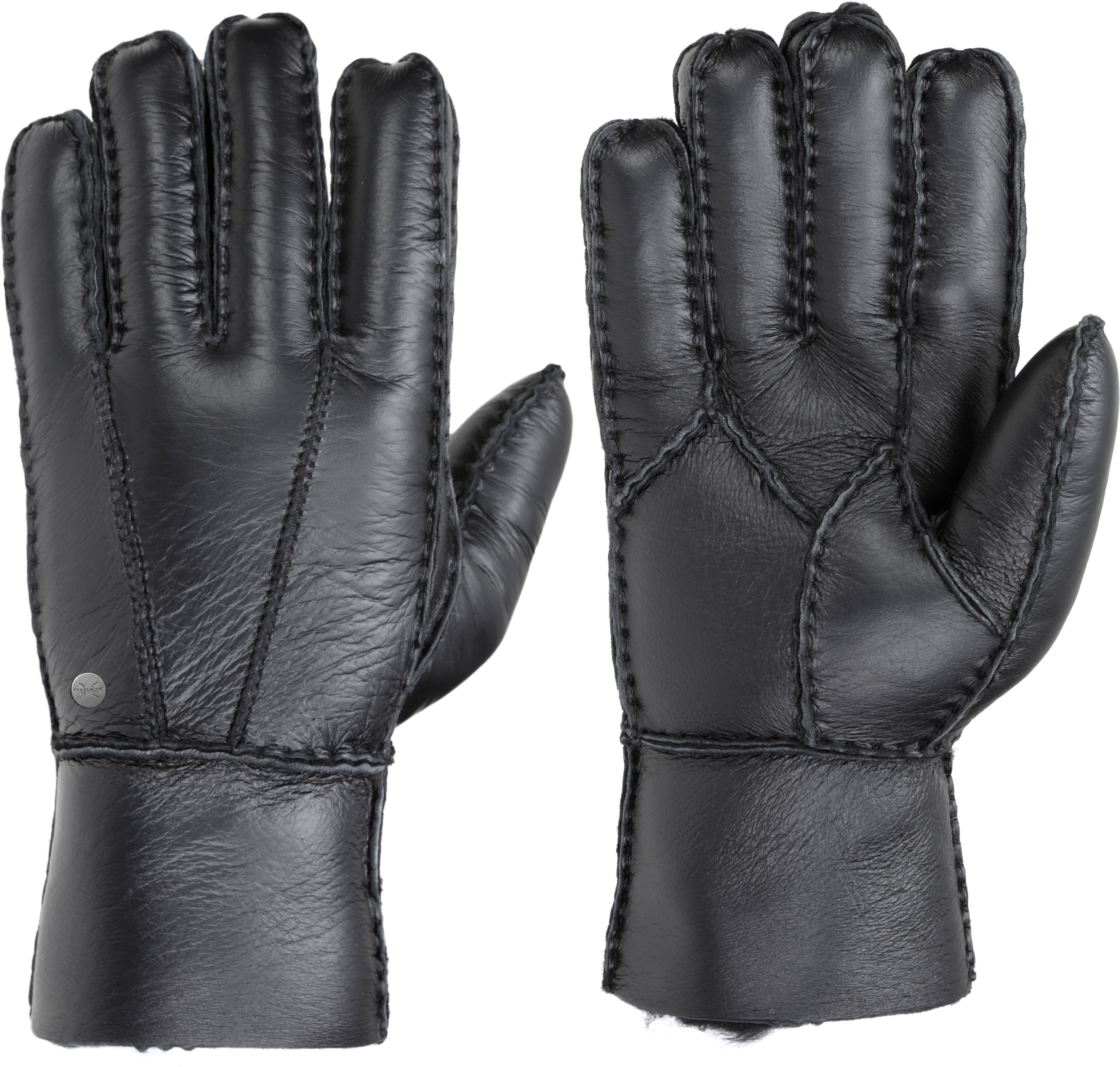 Lederhandschuhe PEARLWOOD "BELL", Herren, Gr. 10, schwarz, Schafsleder, unifarben, Handschuhe Lederhandschuhe, warm gefüttert, höherer Schaft schwarz 10