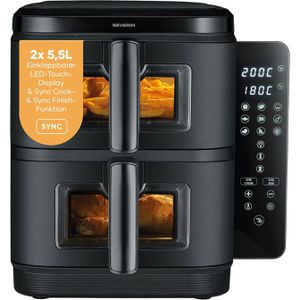 Severin Heißluftfritteuse S-Fry Duo, FR2468, 9 Programme, 2800 Watt, Doppelkammer 2x 5,5 Liter