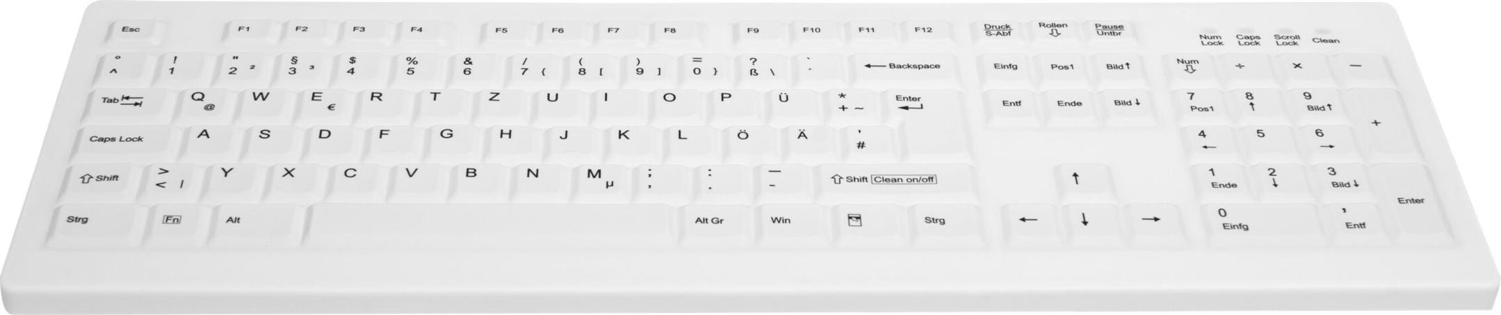 Contour Design Active Key AK-C8100F-FU1-W/US, Kabellos, RF Wireless, Membran Key Switch, QWERTY, Weiß