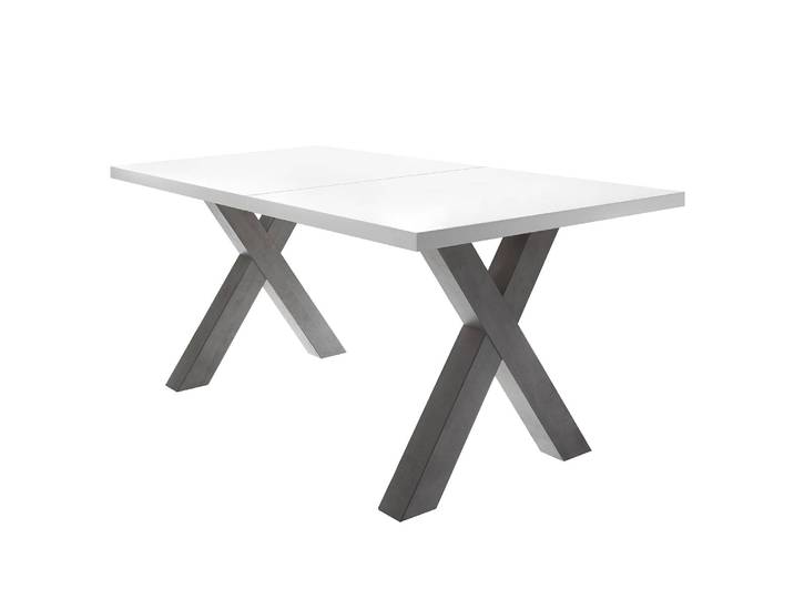 Table extensible Leeton III 160 x 77 x 90cm Blanc/Gris/Blanc mat
