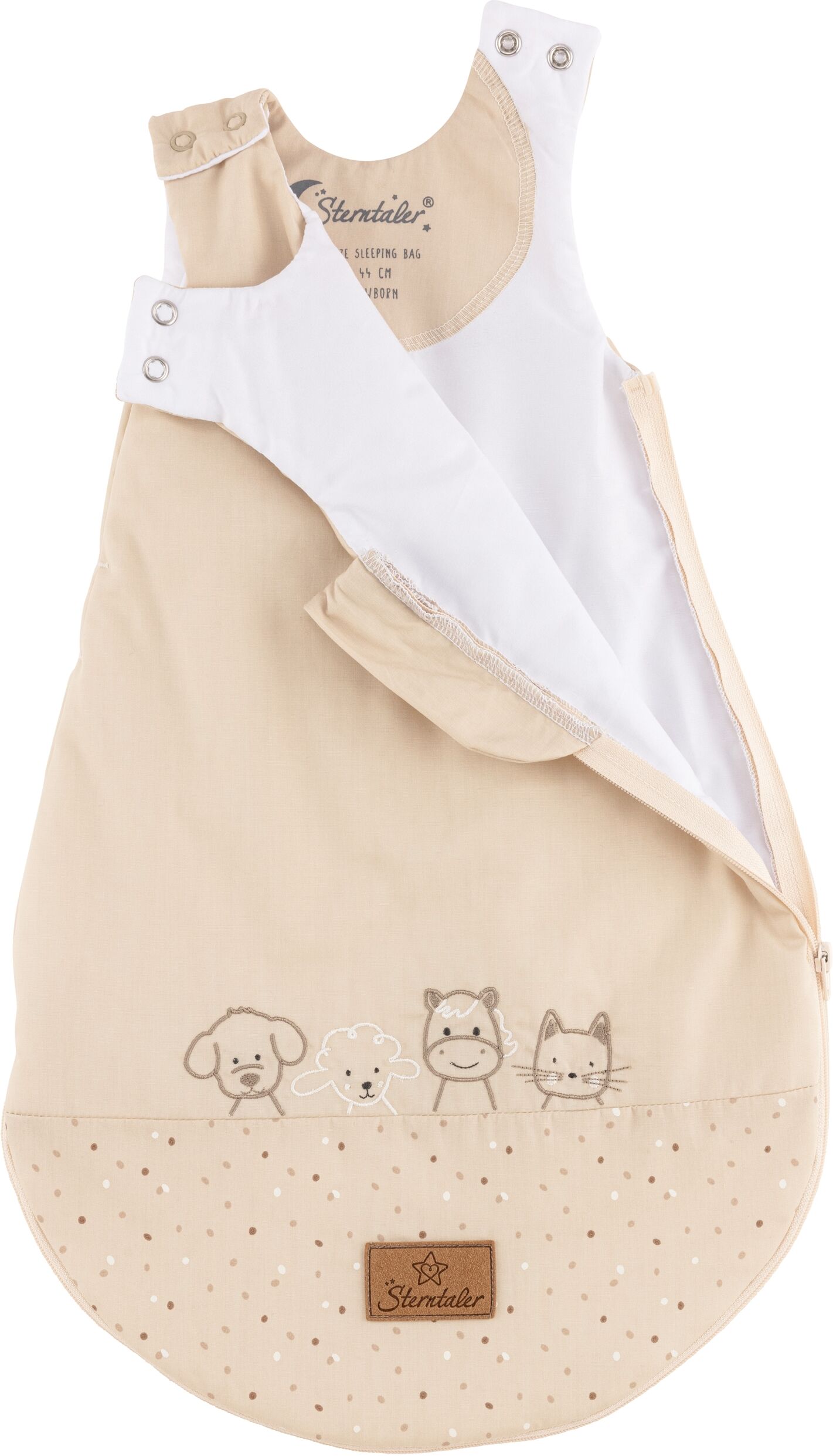 Babyschlafsack STERNTALER "Babyschlafsack 44 BAUERNHOF", Kinder, Gr. Blacklist, beige, Obermaterial: 60% Baumwolle CO. 40% Polyester PES., Schlafsäcke Babyschlafsack