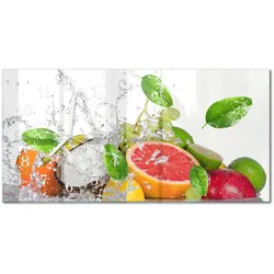 WANDUHR aus Glas 60x30 cm - Früchte auf Wasser