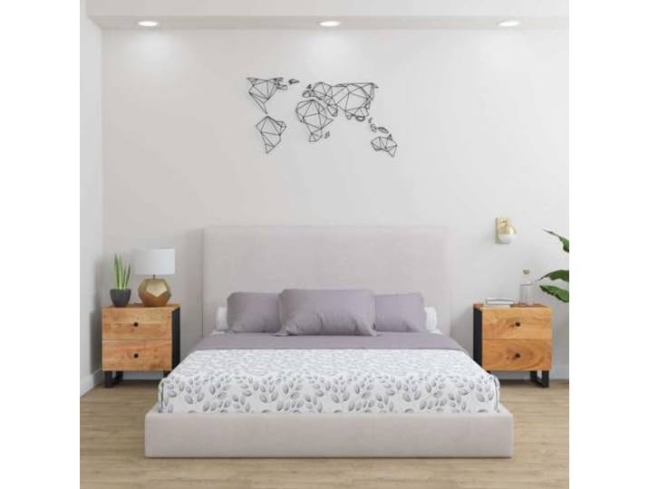 HEFZGDB Nachttische 2 STK. 40x33x46 cm Massivholz Akazie mit Stauraum und robusten Eisenbeinen für industriellen Charme