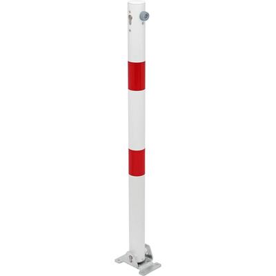 Absperrpfosten ALBERTS "Klappy, rund, umlegbar", rot (weiß), B:13cm L:100cm, Stahl, Sicherheitsschlösser, feuerverzinkt, zum Aufschrauben, Profilzylinderschloss