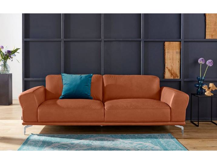 W.SCHILLIG 2,5-Sitzer montanaa bequem, Federkernunterfederung, elegant & edel, mit Metallfüßen in Chrom glänzend, Breite 232 cm