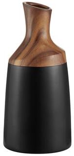 Danya B. Milo Kande Carafe Modern Two Tone Tabletop Vase - Black and Walnut - Small or Large