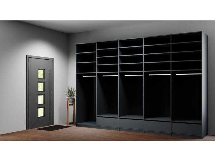 Offener Kleiderschrank nach Maß Premium Dekore Schwarz