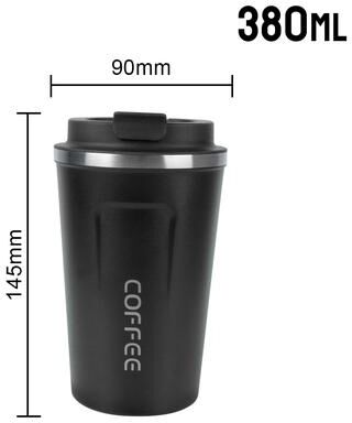 Multicon Wholesale Hub Double Stainless Steel Thermo Cafe Coffee Mug, Leak Proof Travel Thermos Cup, Tea Water Mug, BPA Free black