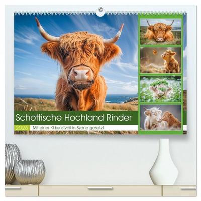 Schottische Hochland Rinder (hochwertiger Premium Wandkalender 2026 DIN A2 quer), Kunstdruck in Hochglanz