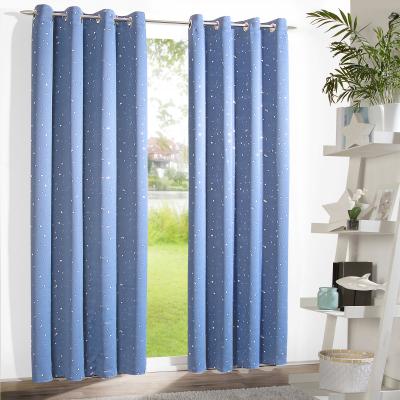 Vorhang WECKBRODT "Sarin, 1 Stück, Ösen, blickdicht, Thermo, abdunkelnd, silberne Sterne", blau (hellblau), B:135cm H:225cm, Microfaser, Polyester, Gardinen, blickdicht, Thermo, wärme-,kälteisolierend, abdunkelnd, Gardine, Store