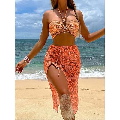 Damen Badeanzug Bikinis Bademode Urlaub Tropisch Graphic Ärmellos Badeanzüge