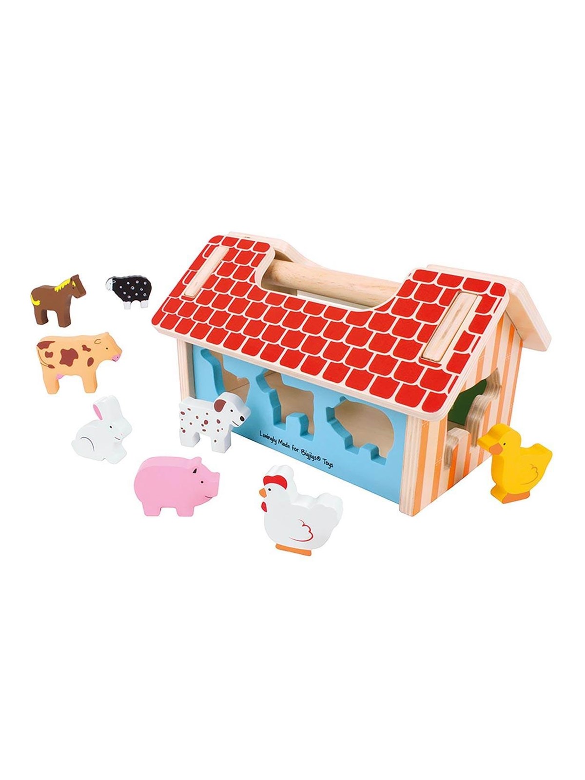 Bigjigs Wooden Farm Shape Sorting Box