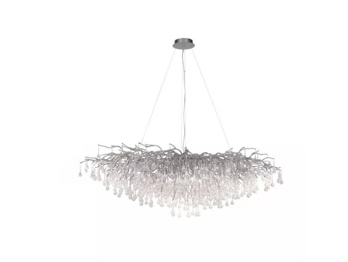 Paul Neuhaus Kronleuchter Icicle, luxuriöses Design, 400 Glaspr