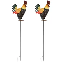 2x LED Außenleuchte Gartenlampe Garten Dämmerungssensor Braun Metall H 100 cm