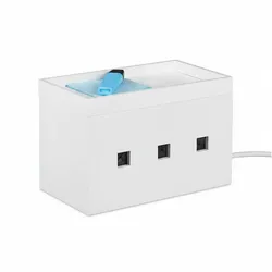 Relaxdays Kabelbox Bambus, Steckdosenleiste & Kabel verstecken, Kabelmanagement Schreibtisch, HBT 16,5x25,5x14cm, weiß