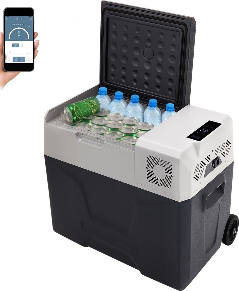 50L Auto-Kompressorkühlbox aus Edelstahl - Urlaubs-Isolierbox - Mini-Kühlschrank für das Auto.
