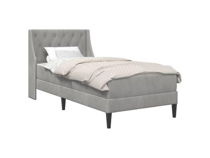 HBBMGYD Bettgestell mit Matratze aus Schaumstoff, Velours, Grau, 100 x 200 Schmutzabweisende Beschichtung, stabile schwarze Füße, belüftete Lattenroste, feucht abwischbar, moderner Stil