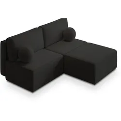 ECKSOFA VARNA P Schwarz Kordstoff mit Schlaffunktion