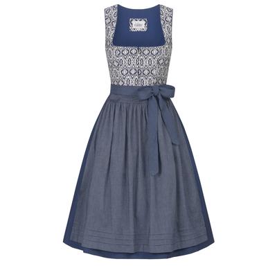Dirndl NÜBLER "Dirndl midi Gudrun", Damen, Gr. 42, EURO, blau, Obermaterial: 100% Baumwolle CO., Kleider