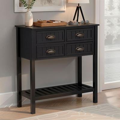 Linon Home Decor Products Baxley Console Table Distressed Black , Distressed Black