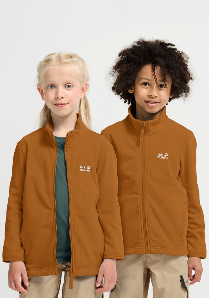 Fleecejacke JACK WOLFSKIN "TAUNUS 100 FZ K", Kinder, Gr. 104, braun (autumnleaves), Obermaterial: 100% POLYESTER. Futter: 100% POLYESTER, Jacken Fleecejacke, Kinder, mit 3-in-1 System-Kompatibilität