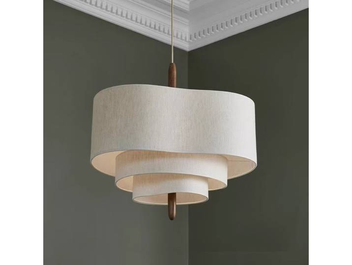 Lustre Minimaliste Wabi Sabi en Tissu pour Salon, Salle à Manger, Chambre à Coucher, Luminaire Suspendu Intérieur pour la Maison