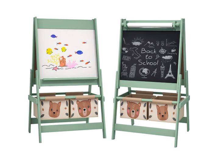 ComfortXL Maltafel De-18184 3-in-1 mit Papierrolle, Tierdekor Grün, 46.5x93x54 cm, Dekoration, Malbedarf & Bastelbedarf