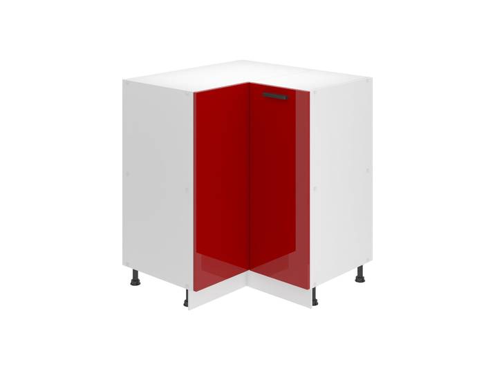 Belini Armoire basse de cuisine\, armoire basse de cuisine largeur 90 cm. SNP Armoire basse de cuisine sans plan de travail. Armoire d'angle cuisine 1 porte\, rouge brillant