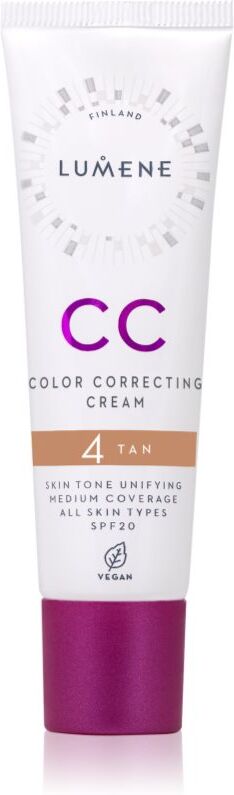 Lumene CC Color Correcting Cream CC crème pour un teint unifié SPF 20 teinte 4 Tan (Neutral) 30 ml