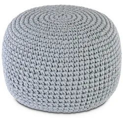 Bodenkissen Pouf Ø55 H37 Mohair Sitzhocker Sitzpouf waschbar nachfüllbar : hellgrau