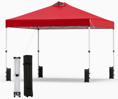 Costway 10 x 10 Feet Outdoor Commercial Pop up Canopy Tent-Red