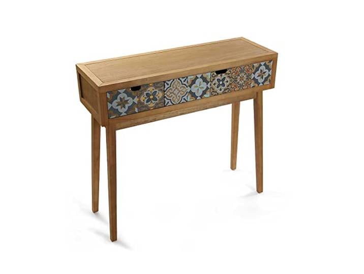Versa Alfama Schmales Möbelstück für den Eingangsbereich oder Flur, Moderner Konsolentisch, mit 2 Schubladen, Maßnahmen (H x L x B) 81,5 x 30 x 90 cm, Holz, Farbe: Grau