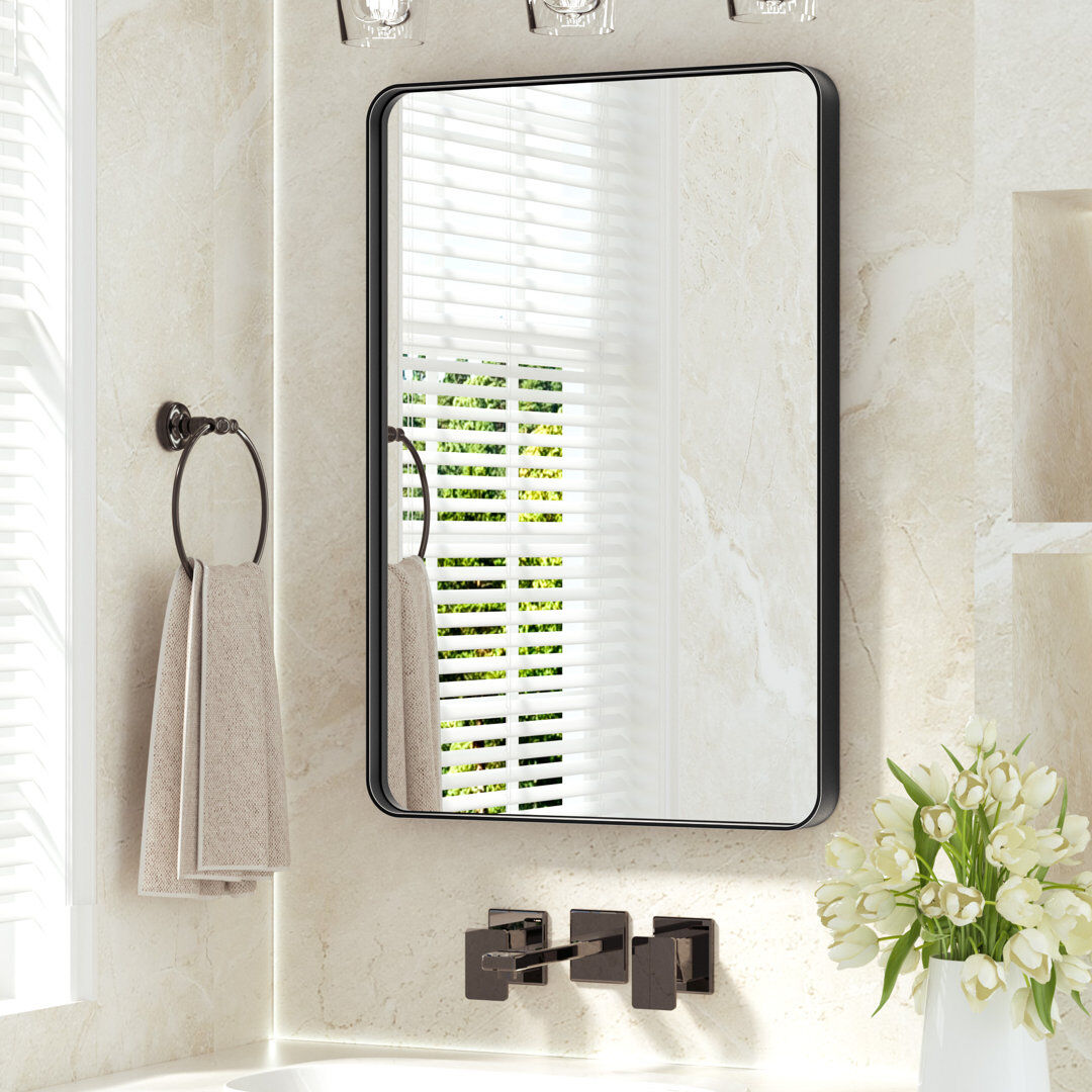 EUkeonjinn Aluminium Wall Vanity Mirror Matte Black 50.8cm x 76.2cm